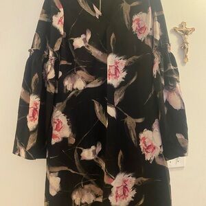 Floral Black Women's Coat